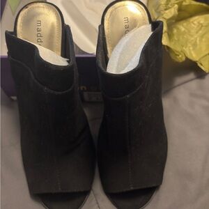 Madden Girl Black Peep Toe Mules